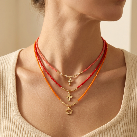 Handmade Customizable Miyuki Beads Necklace With Brass Charm