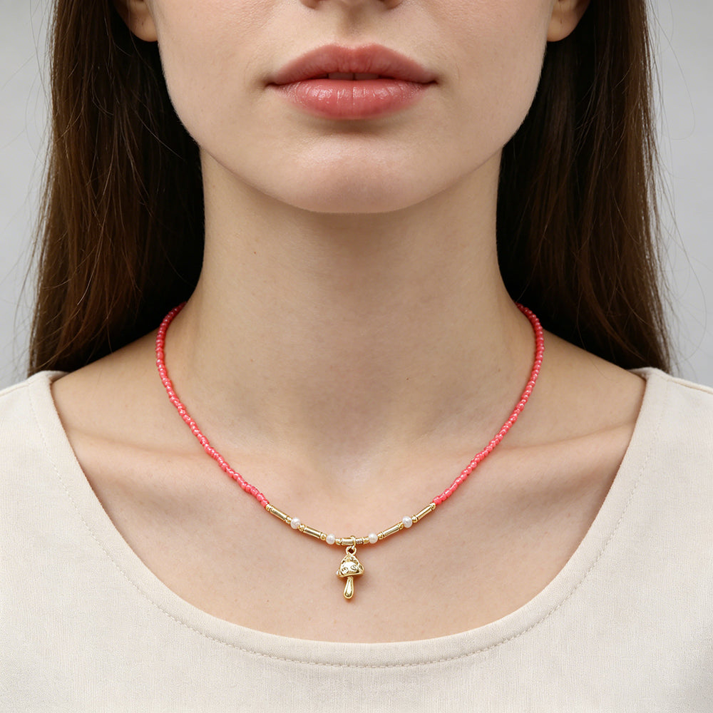 Handmade Customizable Miyuki Beads Necklace With Brass Charm