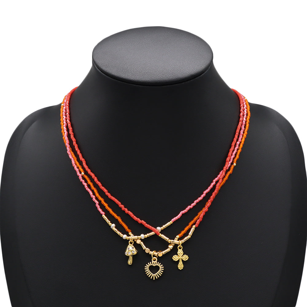 Handmade Customizable Miyuki Beads Necklace With Brass Charm