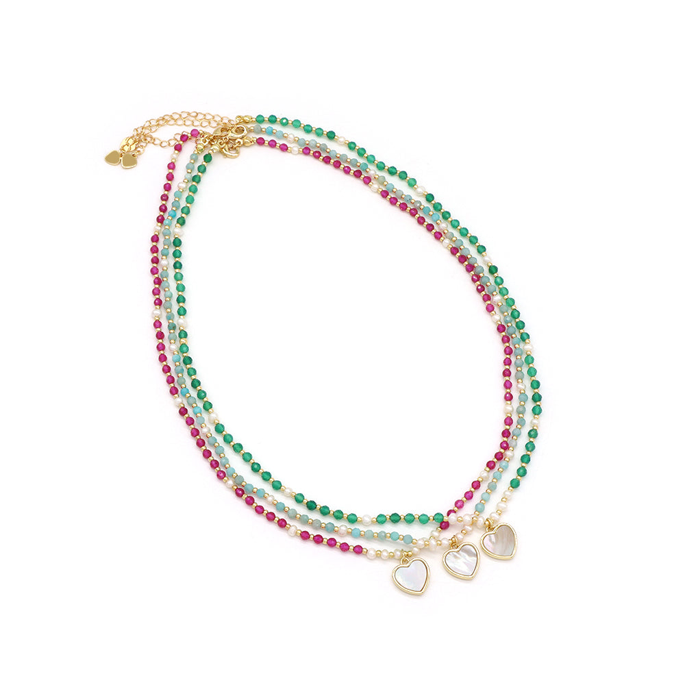 Handmade Customizable Natural Stone Necklace With Shell Pendant Fresh Water Pearl