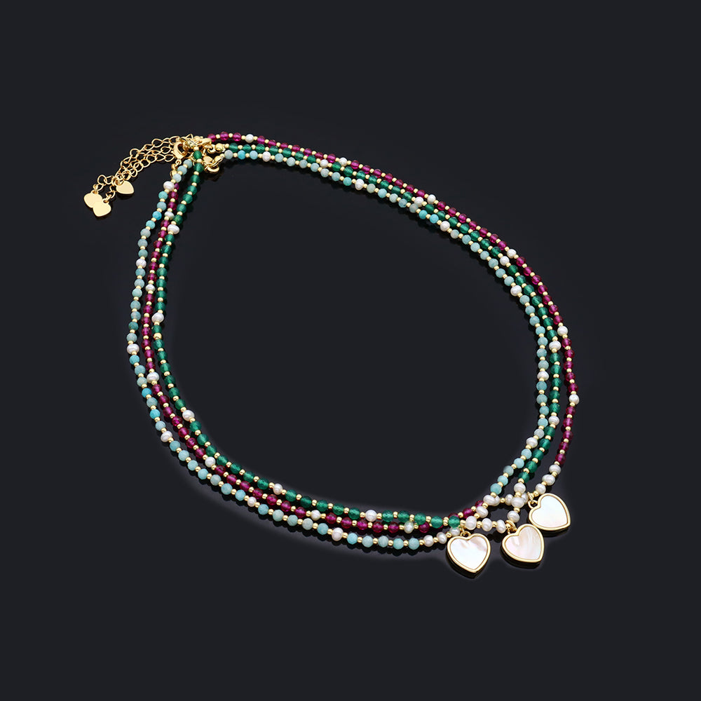 Handmade Customizable Natural Stone Necklace With Shell Pendant Fresh Water Pearl