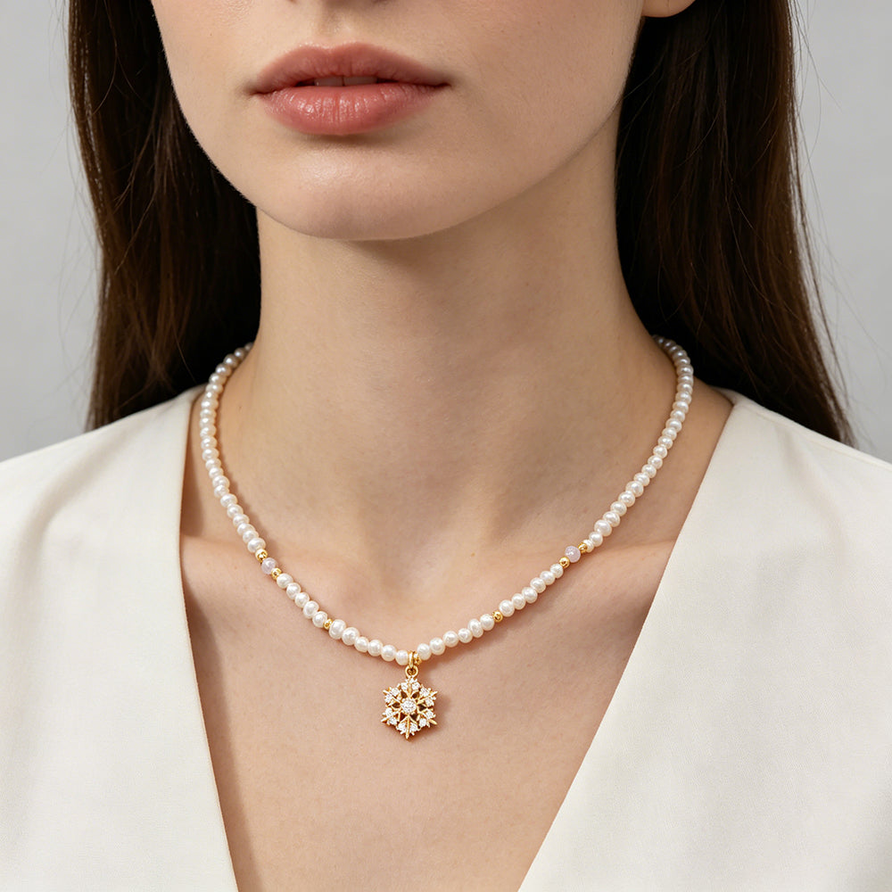 Handmade Customizable Fresh Water Pearl Necklace With Brass Pendant