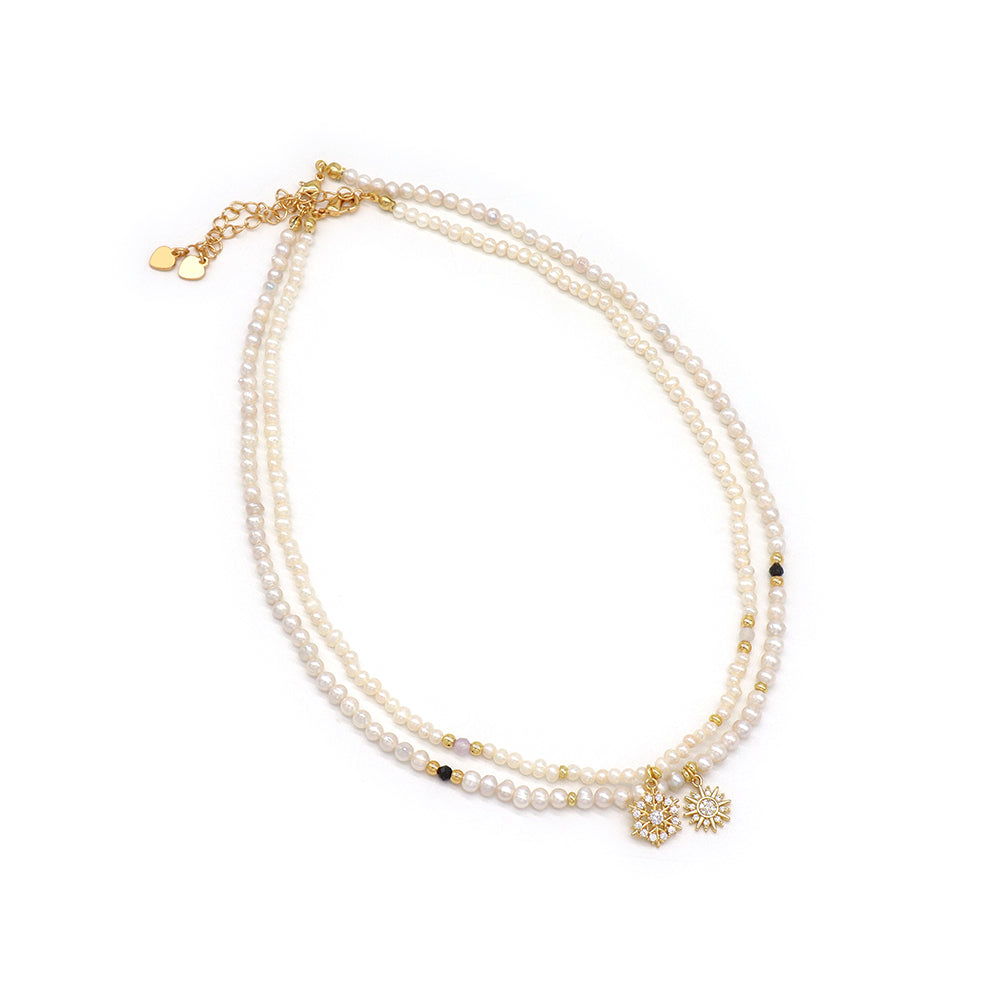 Handmade Customizable Fresh Water Pearl Necklace With Brass Pendant