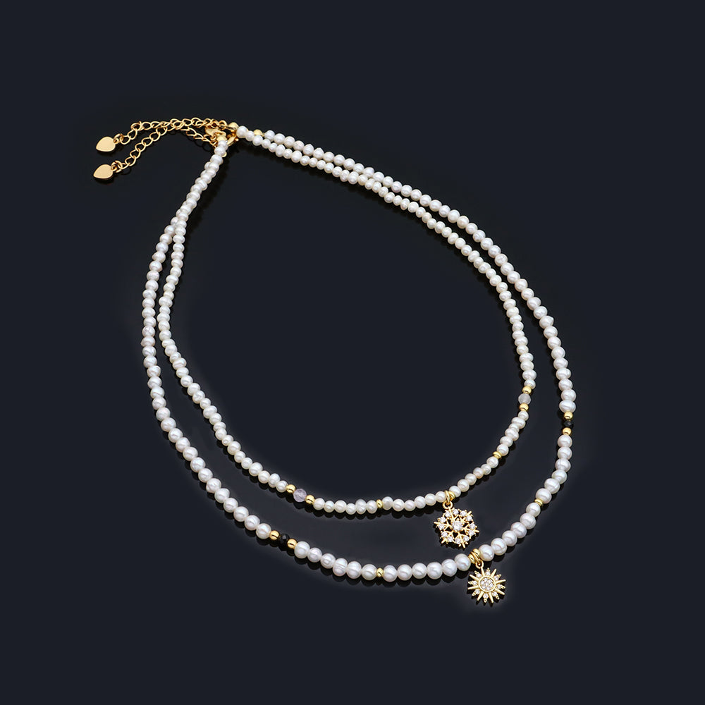 Handmade Customizable Fresh Water Pearl Necklace With Brass Pendant
