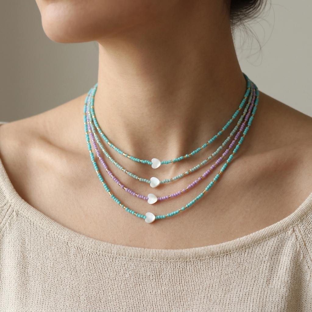 Handmade Customizable Miyuki Beads Necklace With Shell Charm