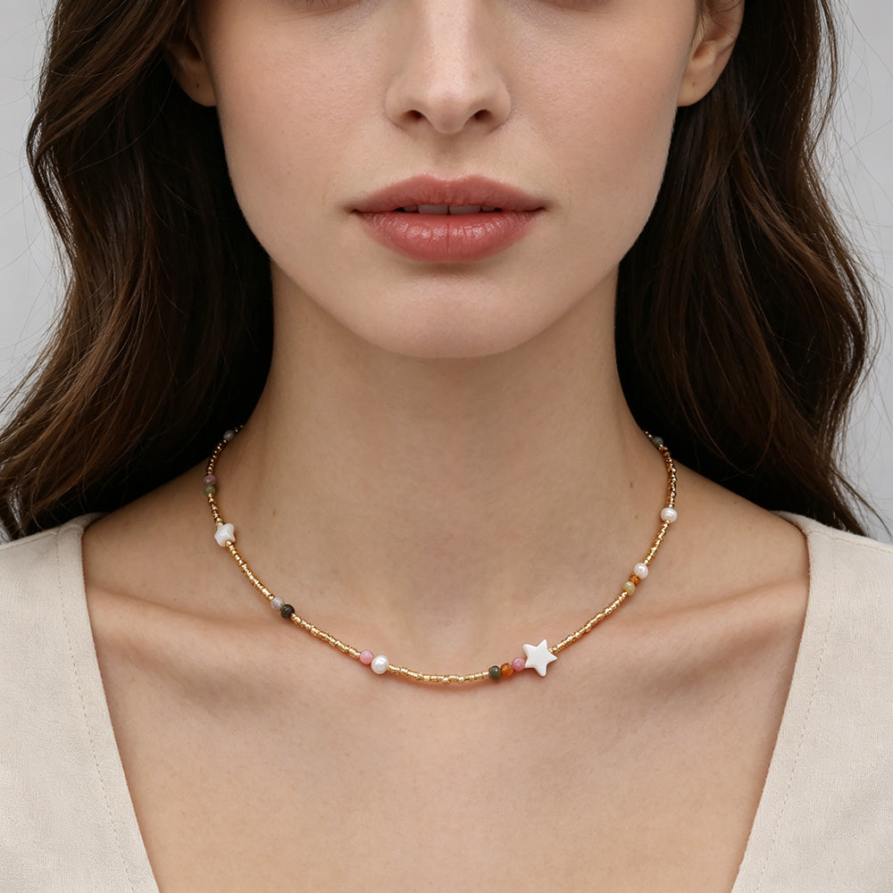 Handmade Customizable Miyuki Beads Necklace With Natural Stone Beads