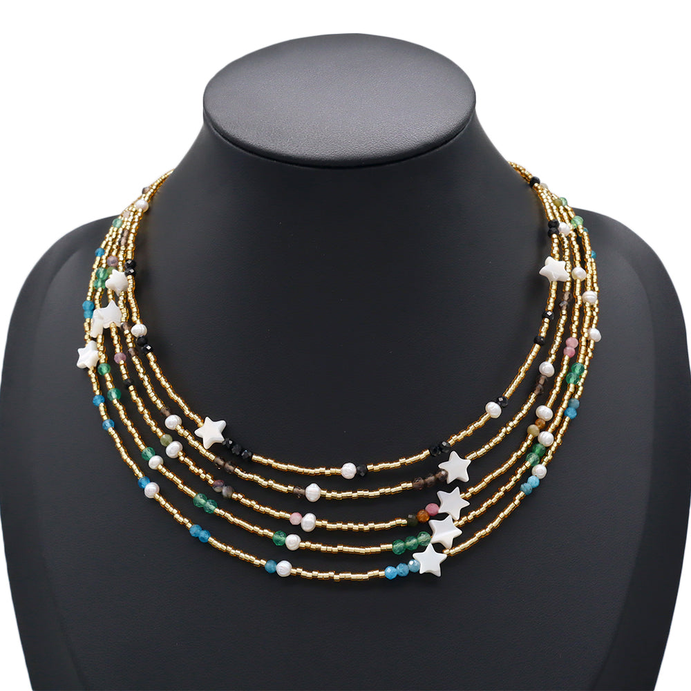 Handmade Customizable Miyuki Beads Necklace With Natural Stone Beads