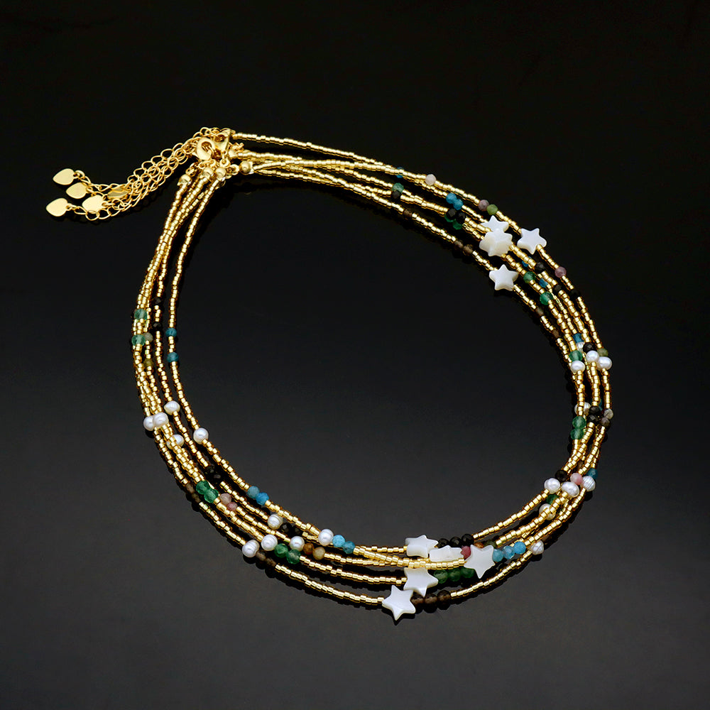 Handmade Customizable Miyuki Beads Necklace With Natural Stone Beads