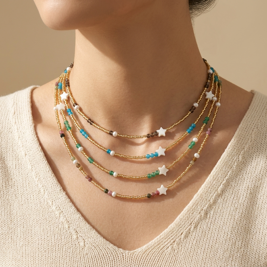 Handmade Customizable Miyuki Beads Necklace With Natural Stone Beads