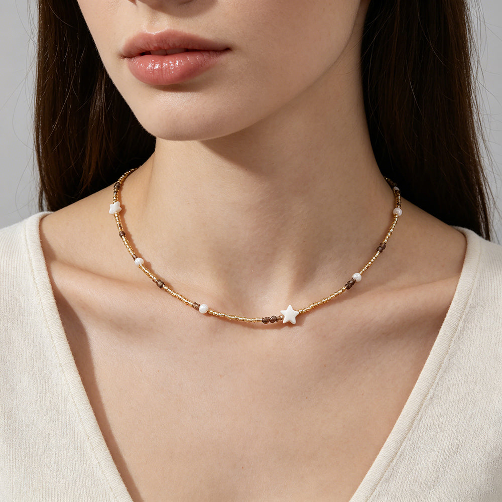 Handmade Customizable Miyuki Beads Necklace With Natural Stone Beads