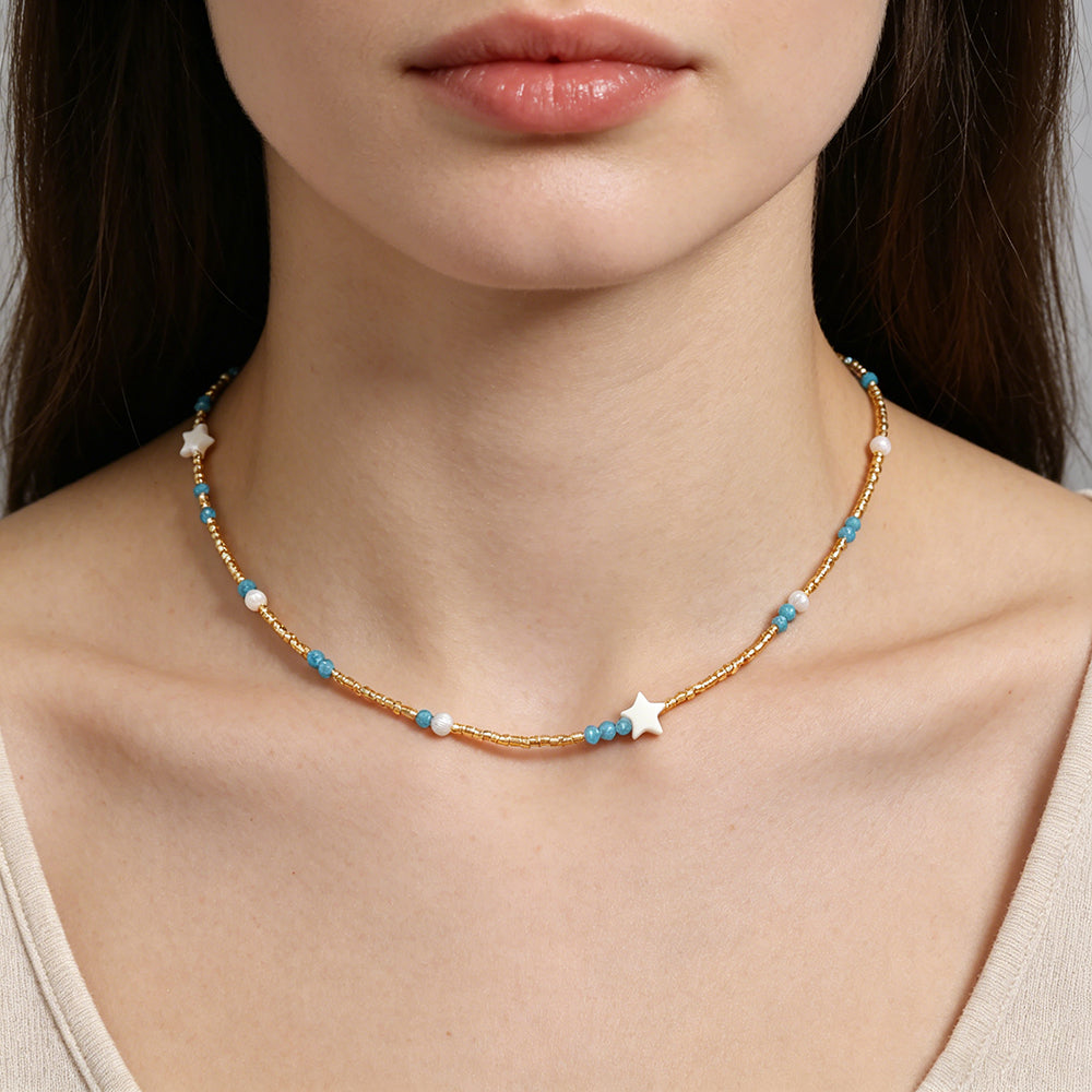 Handmade Customizable Miyuki Beads Necklace With Natural Stone Beads