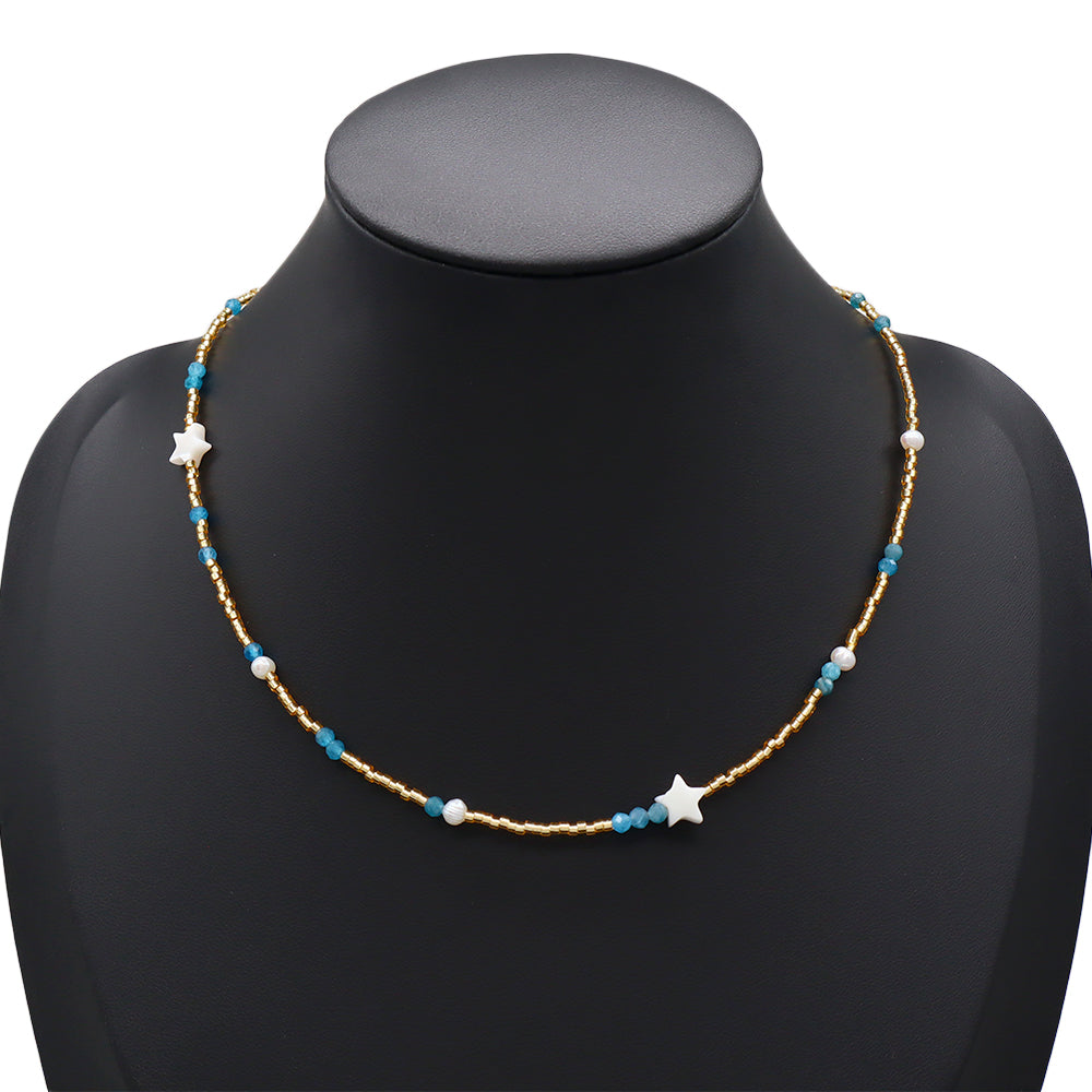 Handmade Customizable Miyuki Beads Necklace With Natural Stone Beads