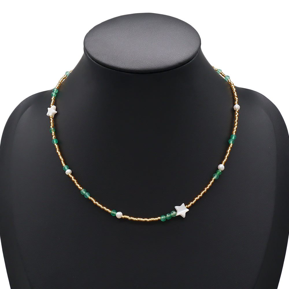 Handmade Customizable Miyuki Beads Necklace With Natural Stone Beads