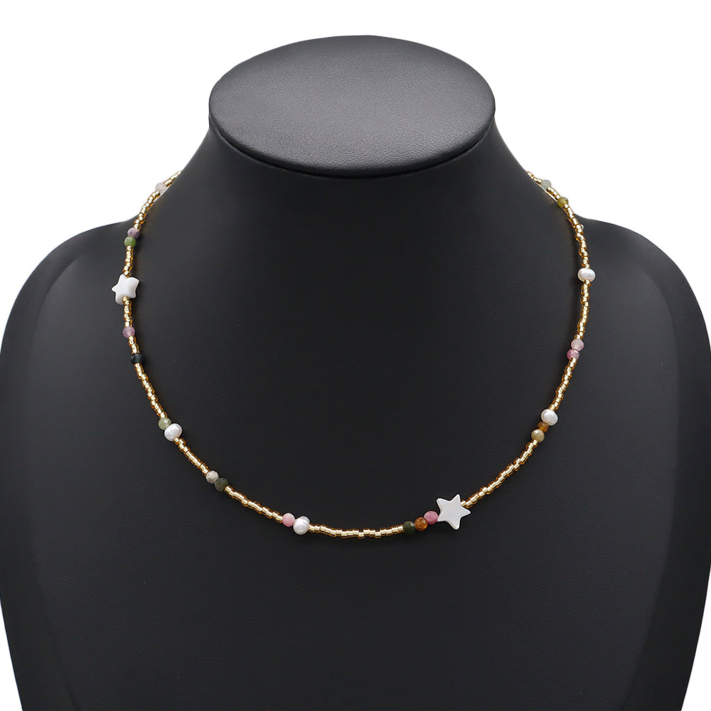 Handmade Customizable Miyuki Beads Necklace With Natural Stone Beads