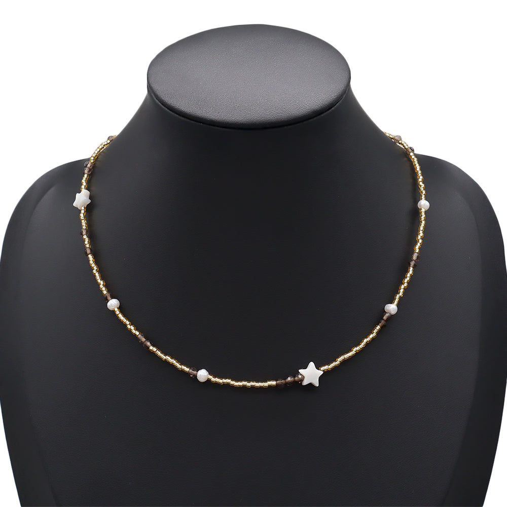 Handmade Customizable Miyuki Beads Necklace With Natural Stone Beads