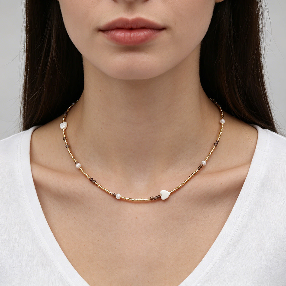 Handmade Customizable Miyuki Beads Necklace With Natural Stone Beads Fresh Water Pearl