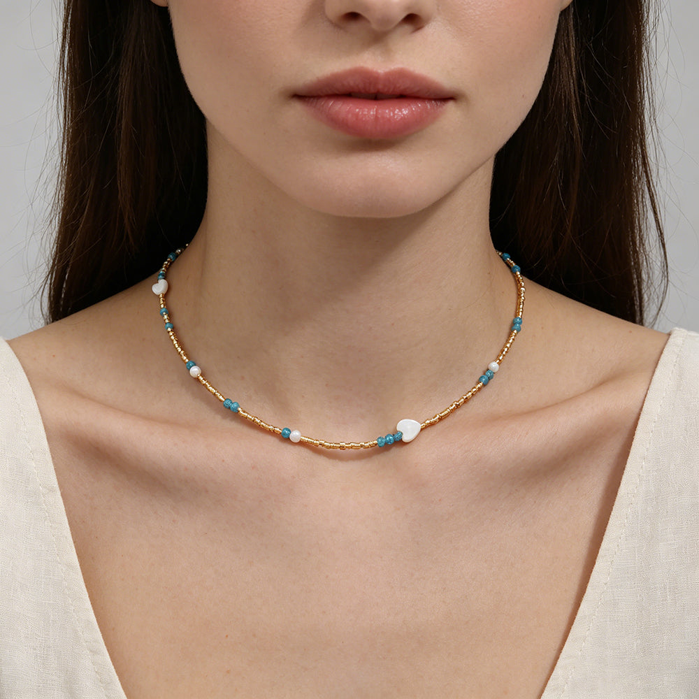 Handmade Customizable Miyuki Beads Necklace With Natural Stone Beads Fresh Water Pearl