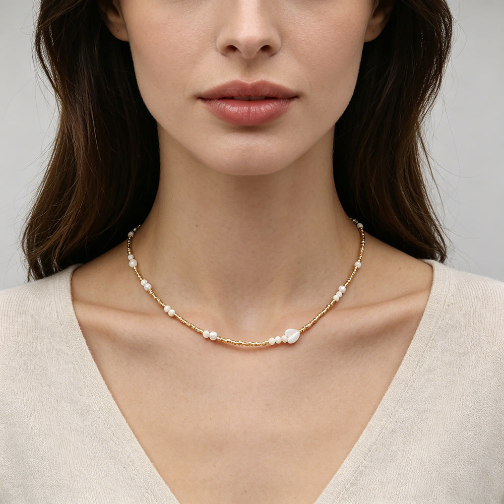 Handmade Customizable Miyuki Beads Necklace With Natural Stone Beads Fresh Water Pearl