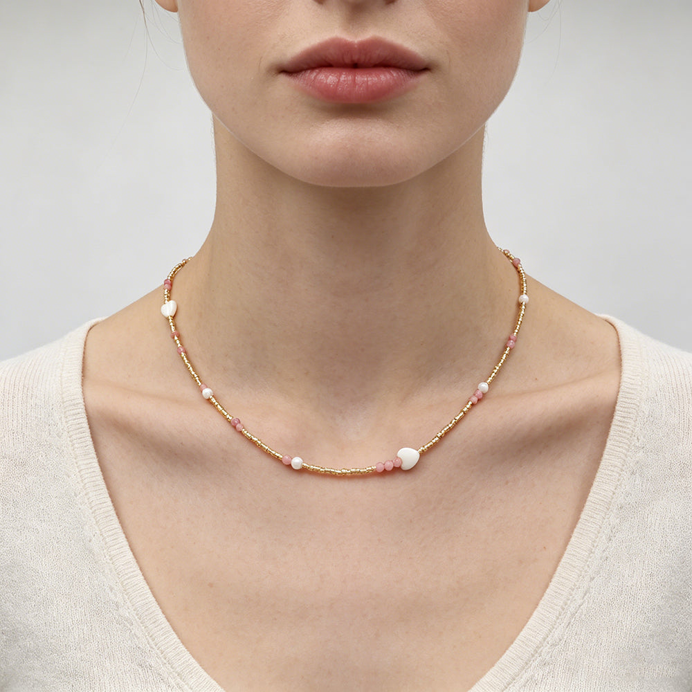 Handmade Customizable Miyuki Beads Necklace With Natural Stone Beads Fresh Water Pearl
