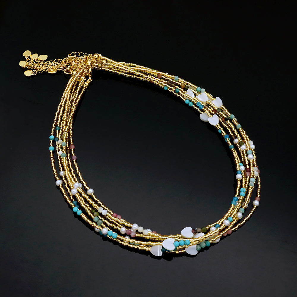 Handmade Customizable Miyuki Beads Necklace With Natural Stone Beads Fresh Water Pearl