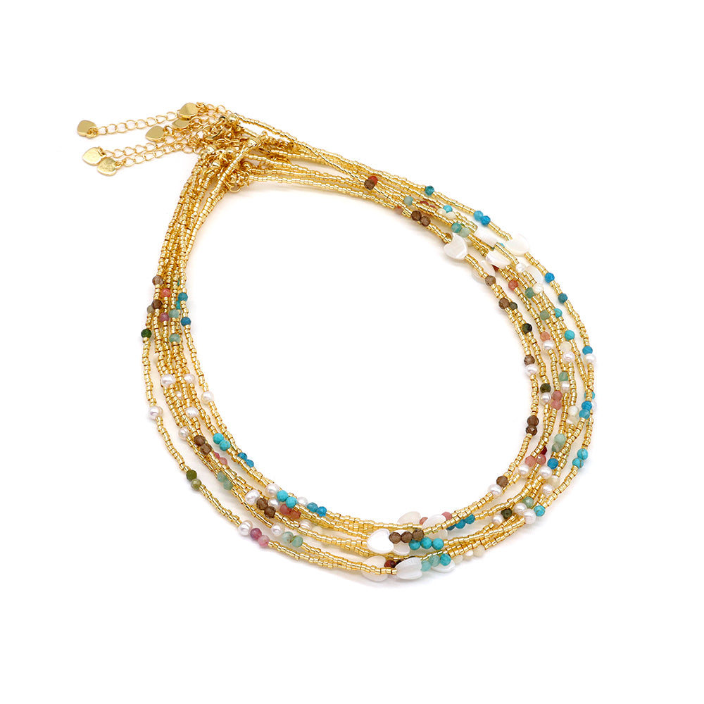 Handmade Customizable Miyuki Beads Necklace With Natural Stone Beads Fresh Water Pearl