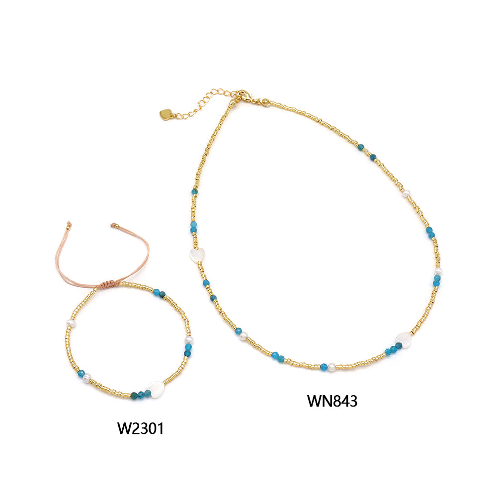 Handmade Customizable Miyuki Beads Necklace With Natural Stone Beads Fresh Water Pearl