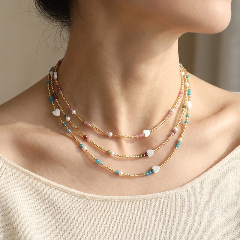 Handmade Customizable Miyuki Beads Necklace With Natural Stone Beads Fresh Water Pearl