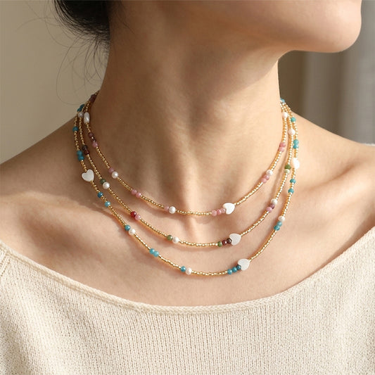 Handmade Customizable Miyuki Beads Necklace With Natural Stone Beads Fresh Water Pearl