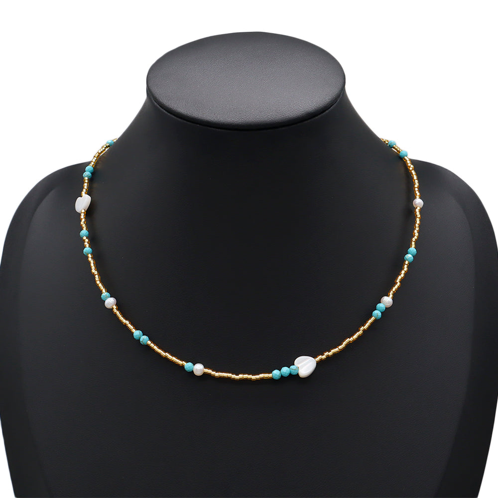 Handmade Customizable Miyuki Beads Necklace With Natural Stone Beads Fresh Water Pearl