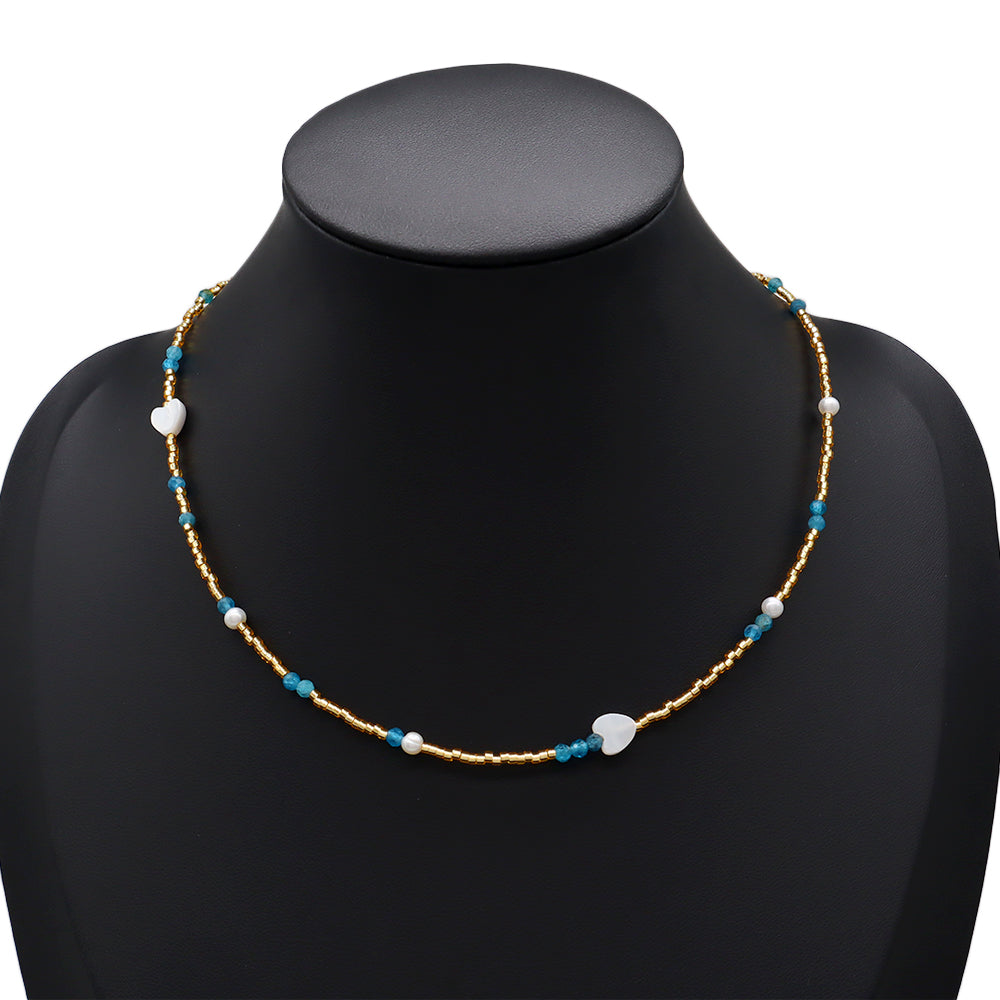 Handmade Customizable Miyuki Beads Necklace With Natural Stone Beads Fresh Water Pearl