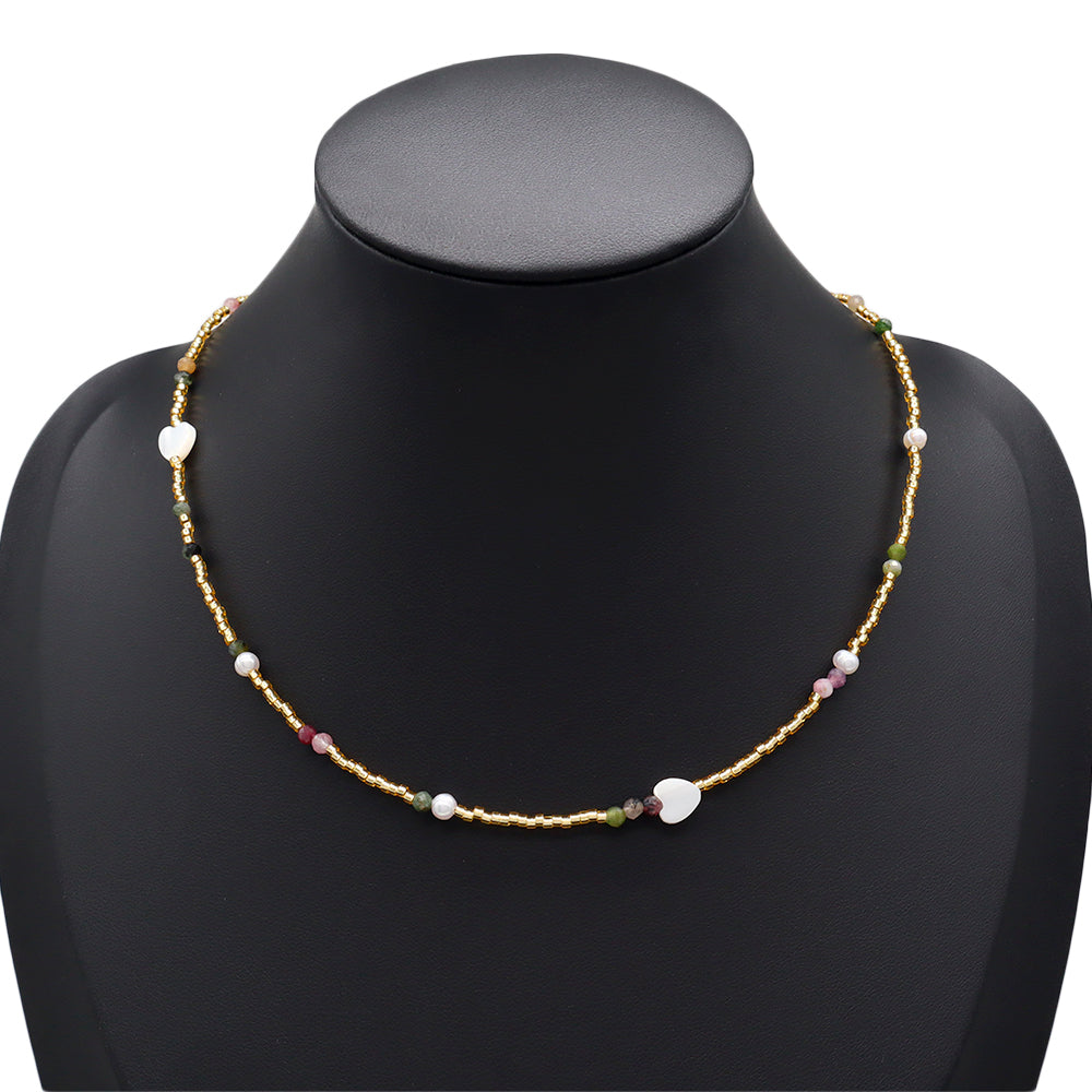 Handmade Customizable Miyuki Beads Necklace With Natural Stone Beads Fresh Water Pearl