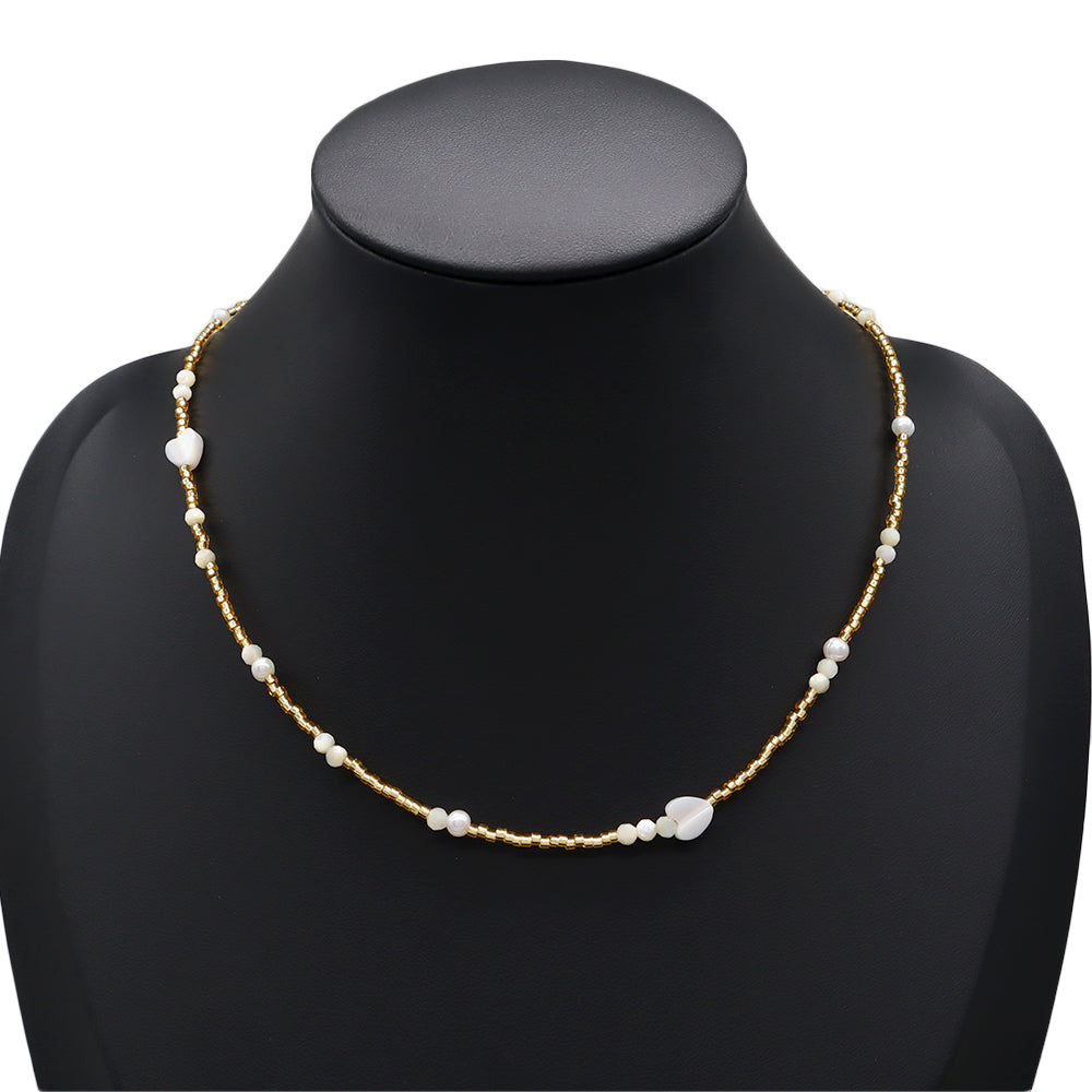 Handmade Customizable Miyuki Beads Necklace With Natural Stone Beads Fresh Water Pearl