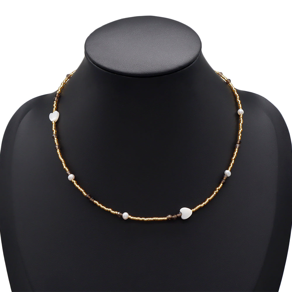 Handmade Customizable Miyuki Beads Necklace With Natural Stone Beads Fresh Water Pearl