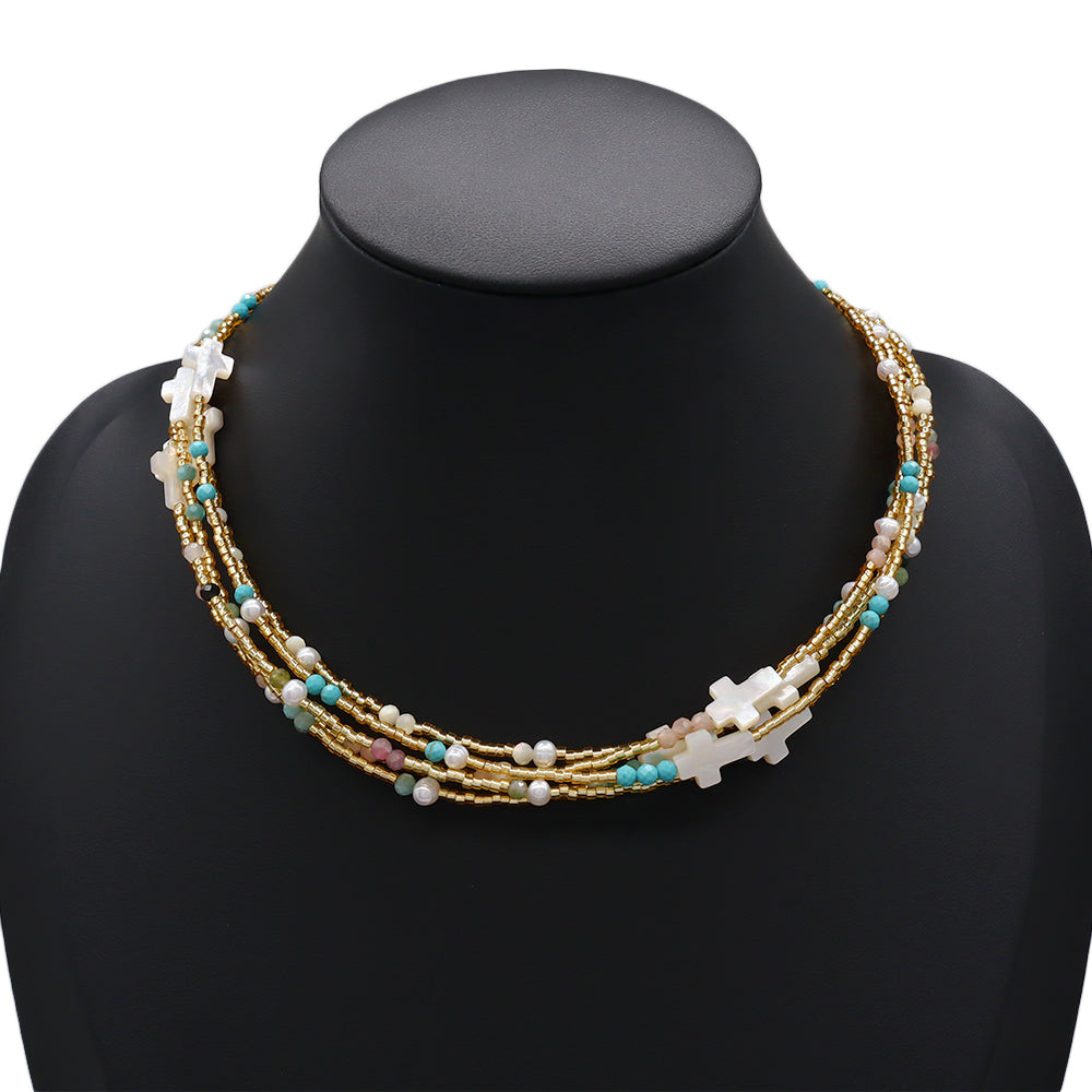 Handmade Customizable Miyuki Beads Necklace With Natural Stone Beads
