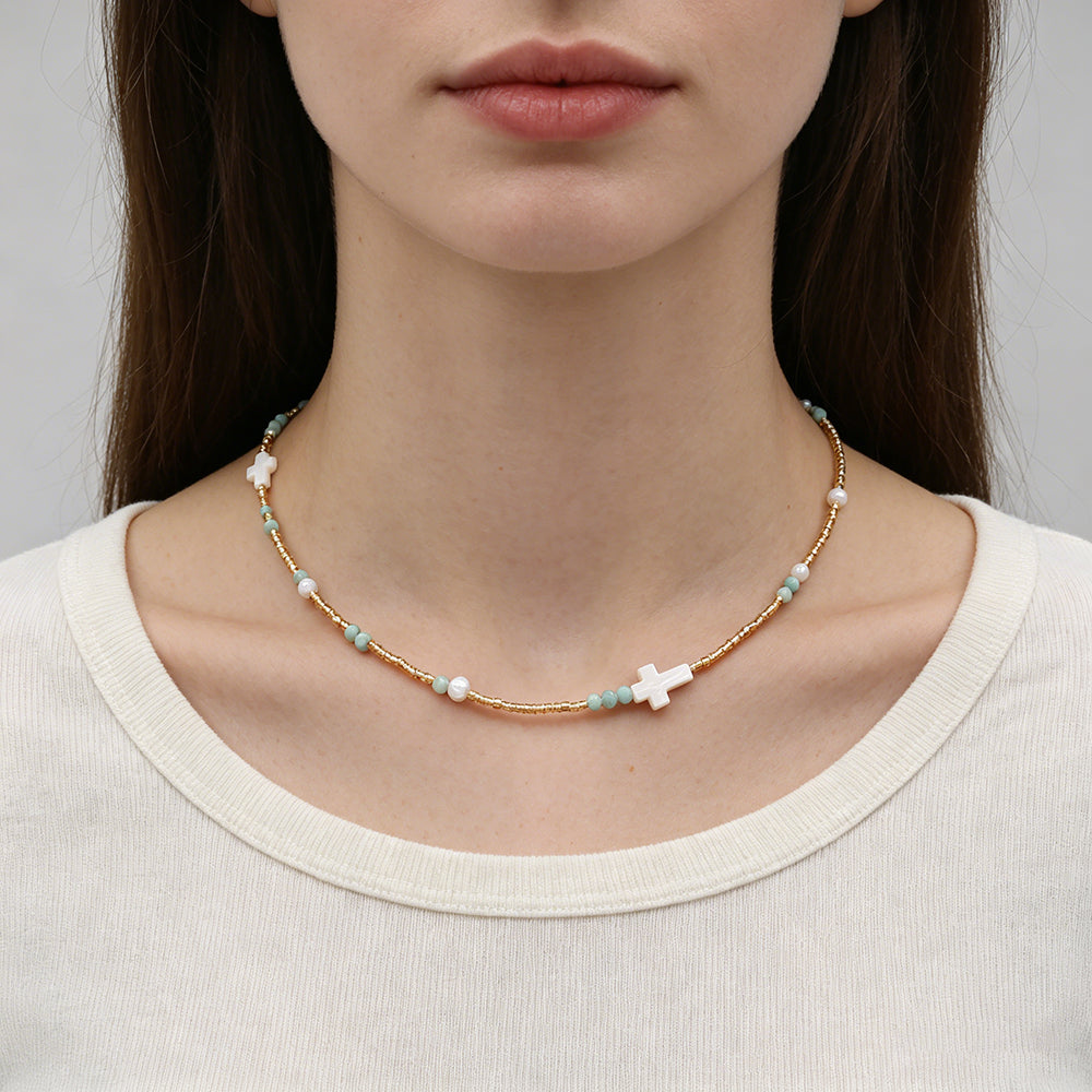 Handmade Customizable Miyuki Beads Necklace With Natural Stone Beads