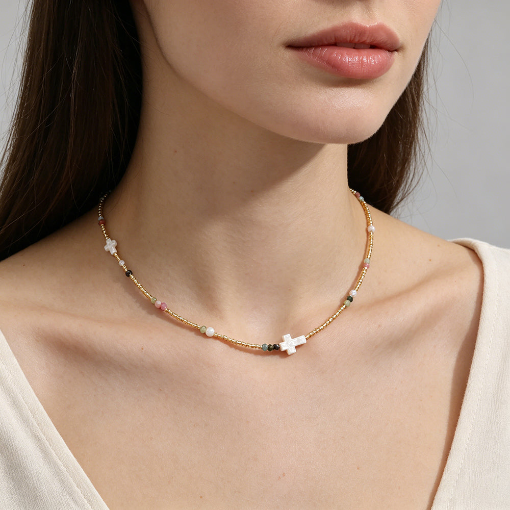 Handmade Customizable Miyuki Beads Necklace With Natural Stone Beads