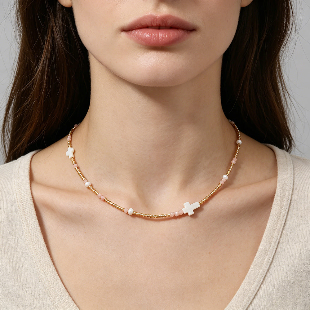 Handmade Customizable Miyuki Beads Necklace With Natural Stone Beads