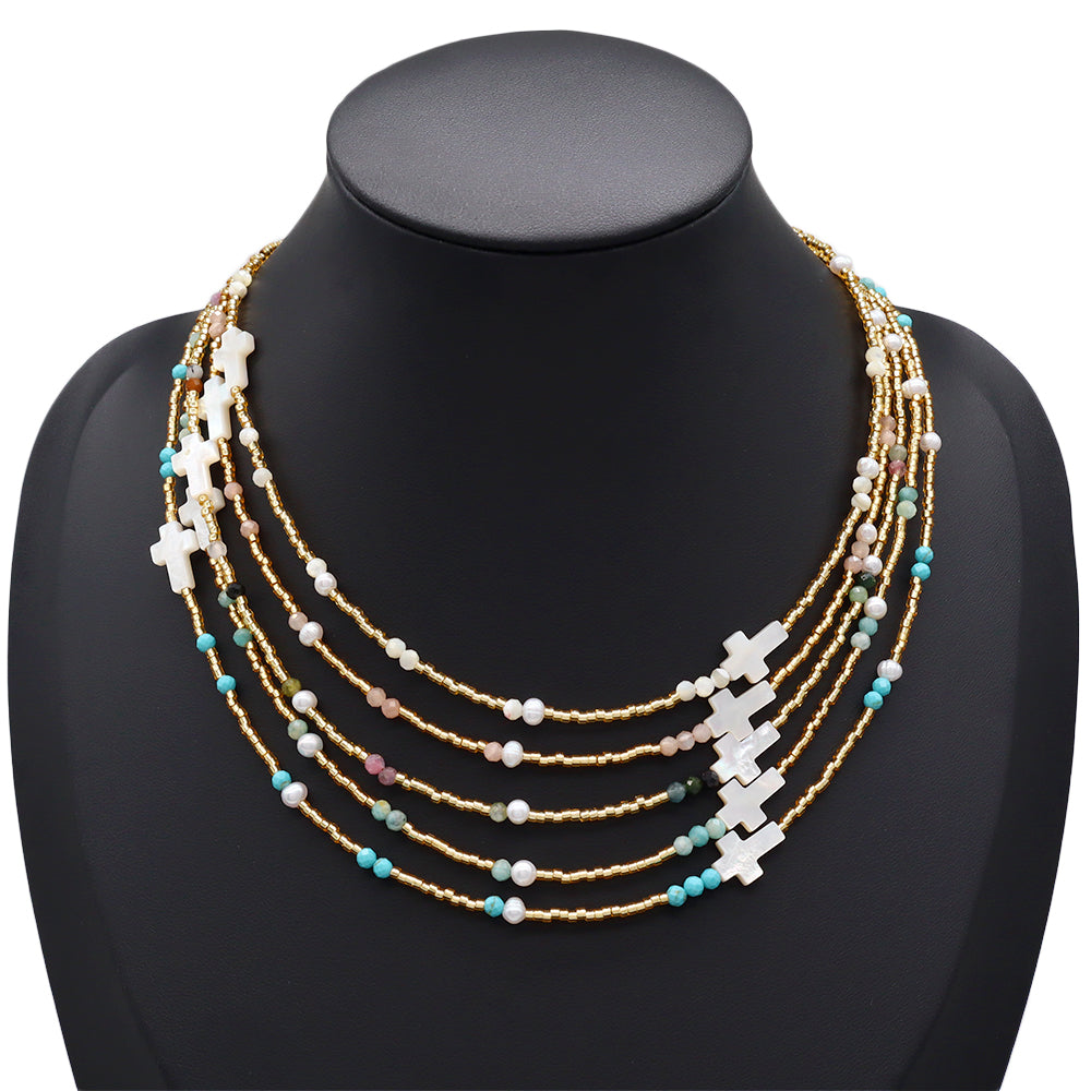 Handmade Customizable Miyuki Beads Necklace With Natural Stone Beads