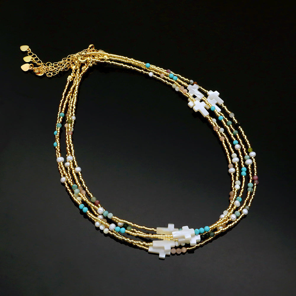 Handmade Customizable Miyuki Beads Necklace With Natural Stone Beads