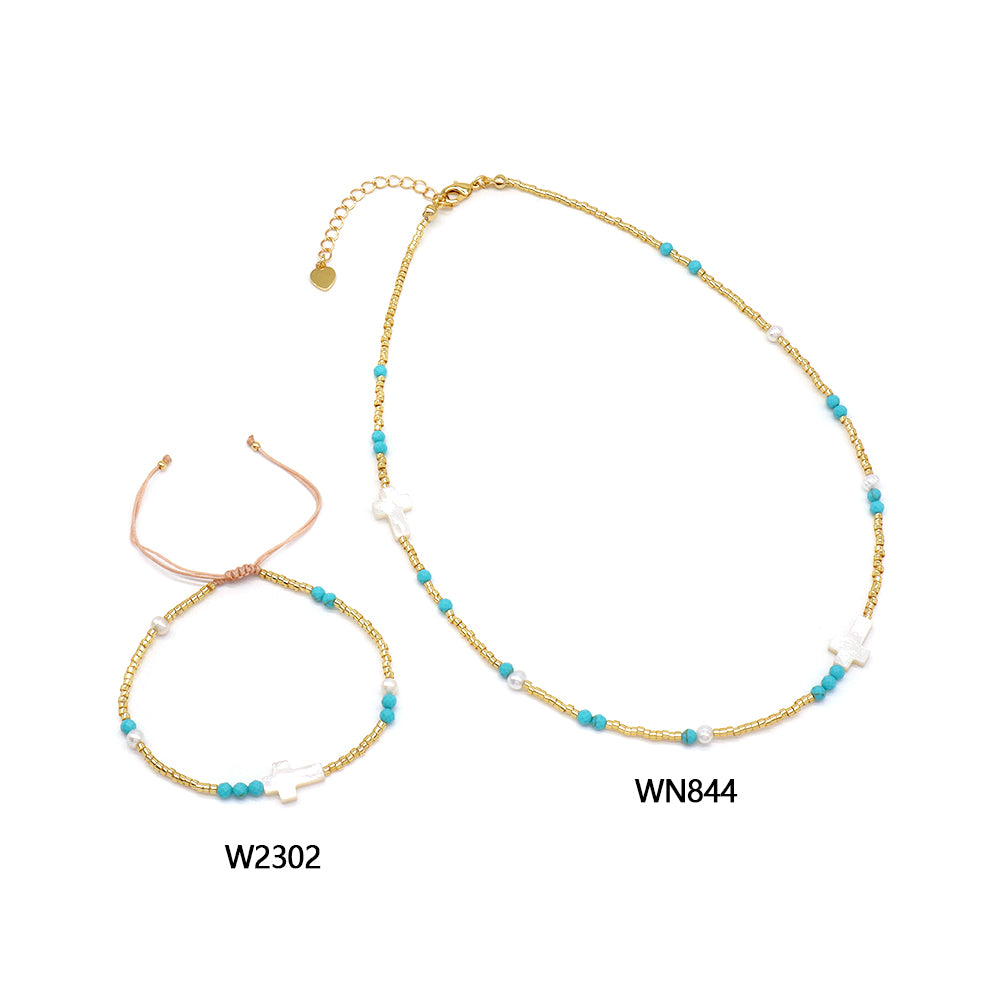 Handmade Customizable Miyuki Beads Necklace With Natural Stone Beads