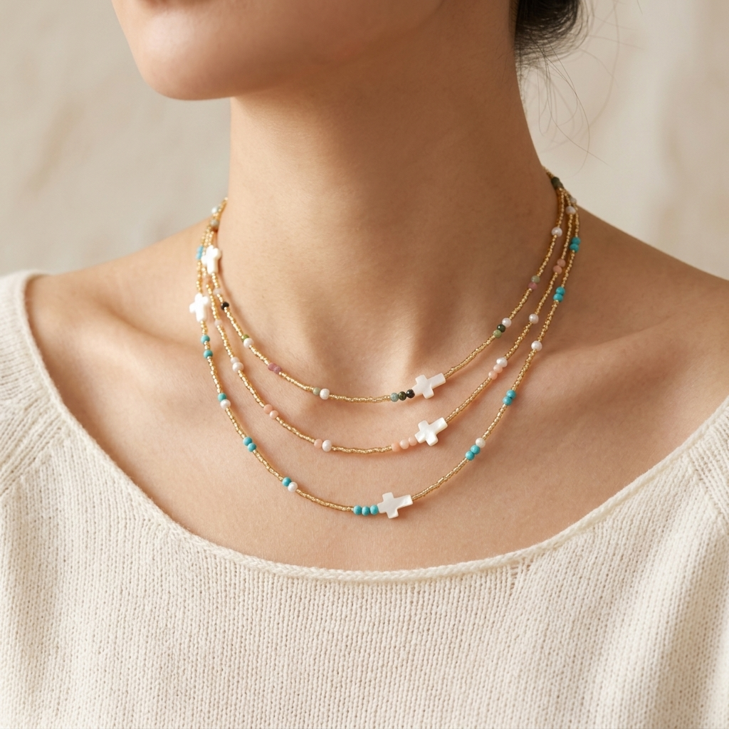 Handmade Customizable Miyuki Beads Necklace With Natural Stone Beads