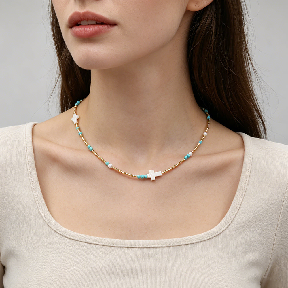 Handmade Customizable Miyuki Beads Necklace With Natural Stone Beads