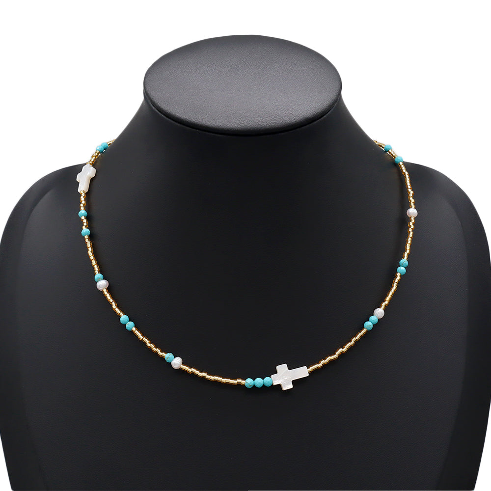 Handmade Customizable Miyuki Beads Necklace With Natural Stone Beads