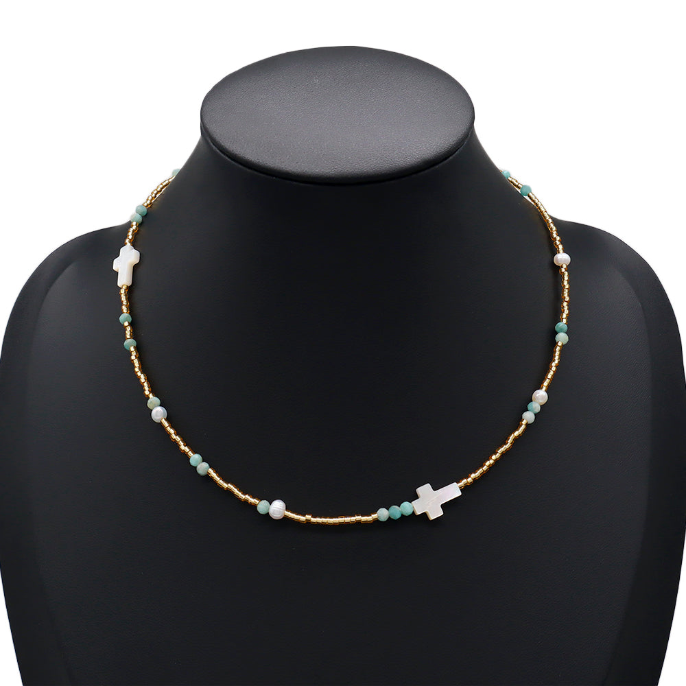 Handmade Customizable Miyuki Beads Necklace With Natural Stone Beads