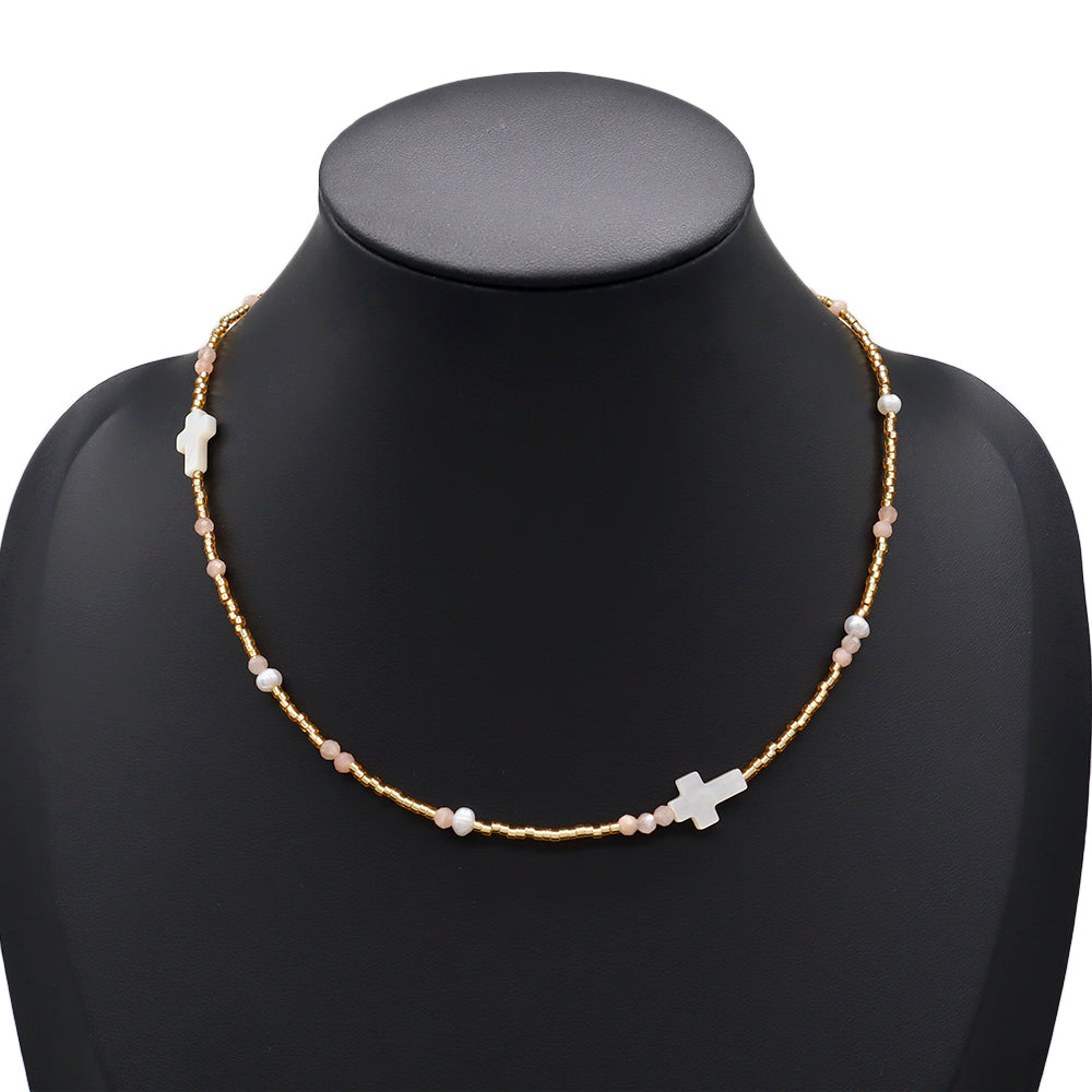 Handmade Customizable Miyuki Beads Necklace With Natural Stone Beads