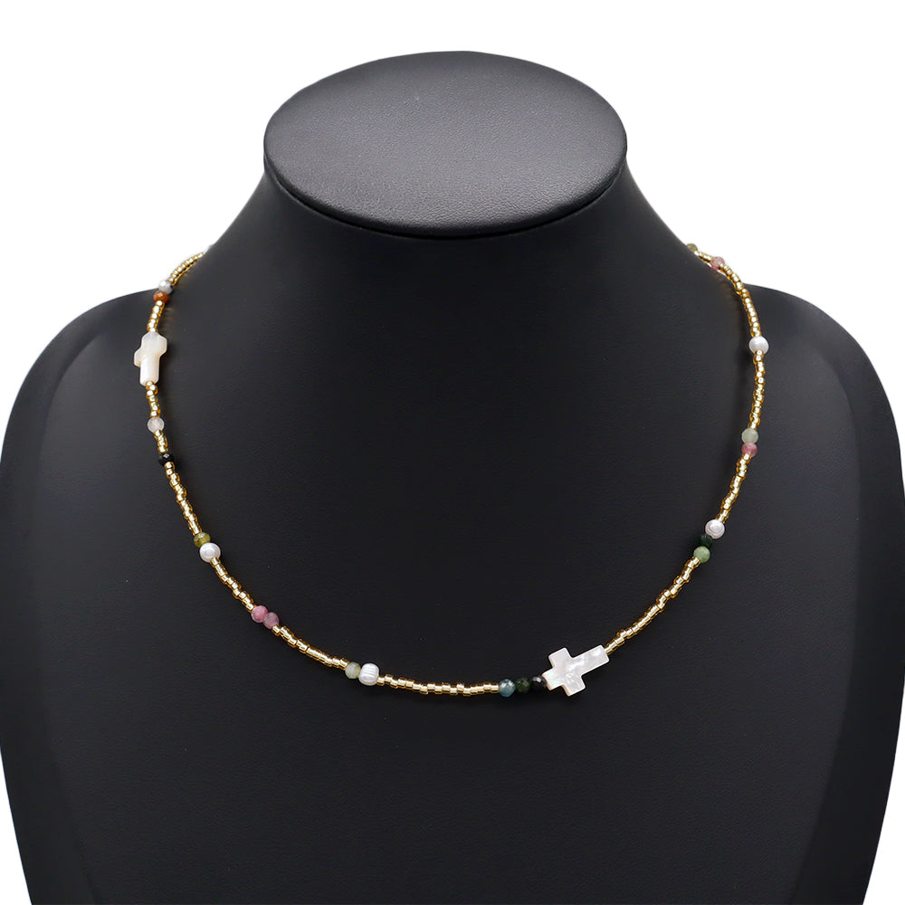 Handmade Customizable Miyuki Beads Necklace With Natural Stone Beads
