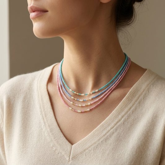 Handmade Customizable Miyuki Beads Necklace With Natural Stone Beads