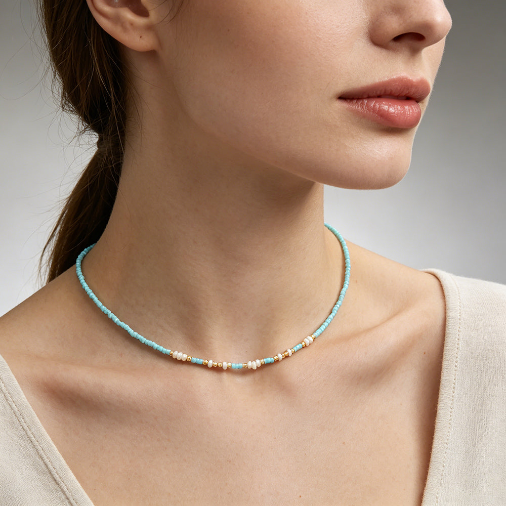 Handmade Customizable Miyuki Beads Necklace With Natural Stone Beads