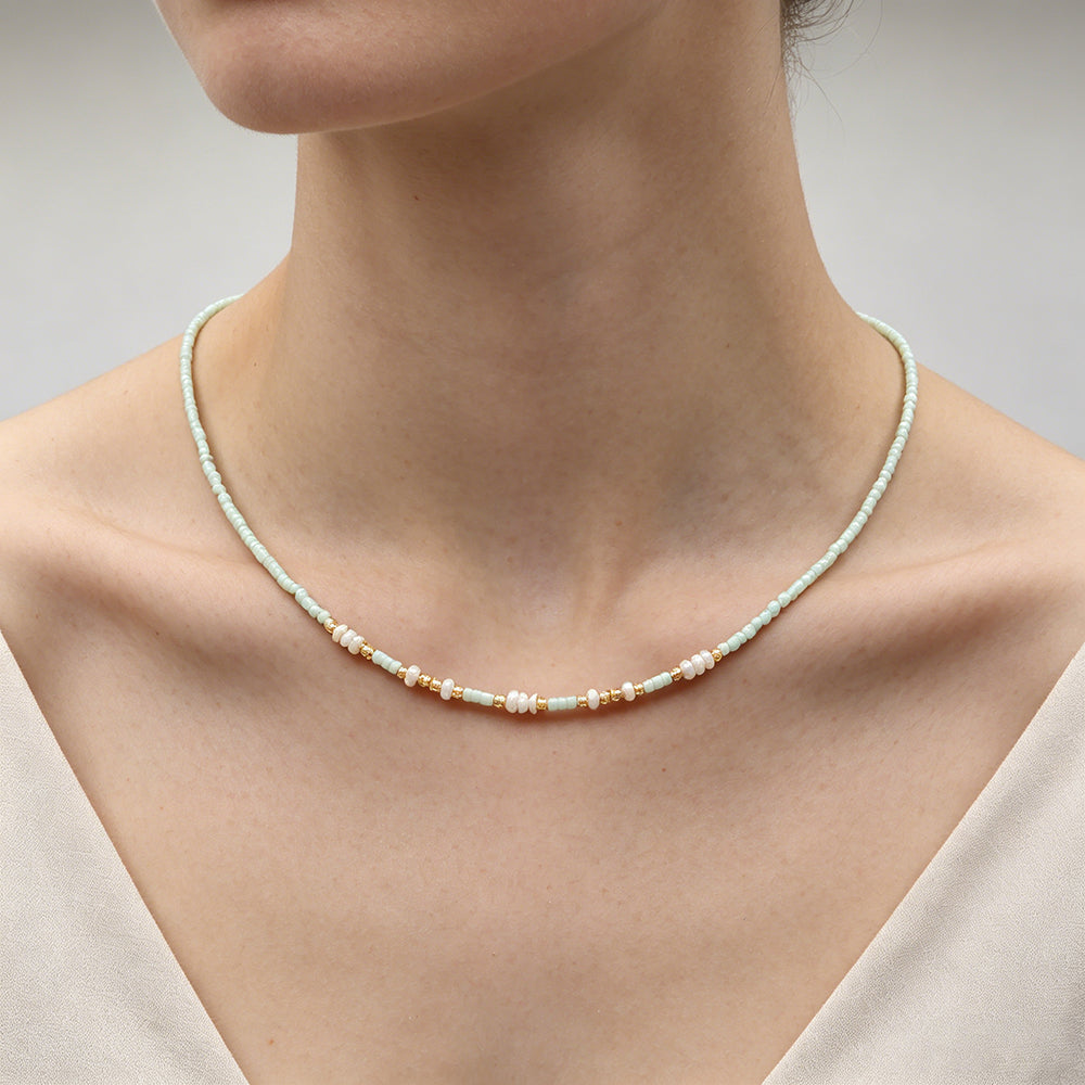 Handmade Customizable Miyuki Beads Necklace With Natural Stone Beads