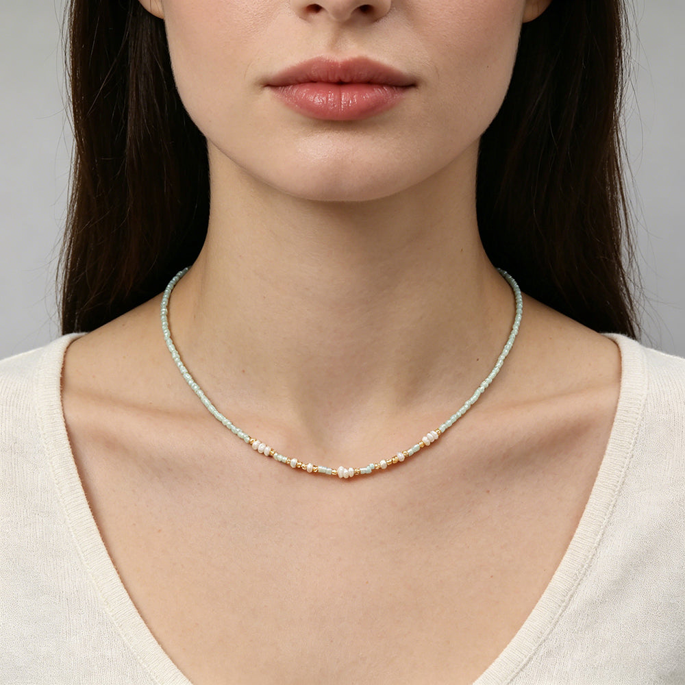 Handmade Customizable Miyuki Beads Necklace With Natural Stone Beads